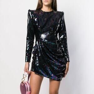 Alex Perry Iris Sequin Draped Mini Dress